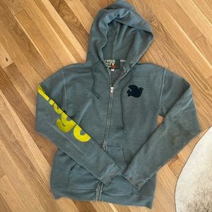 freecity hoodie *RARE* grey green zip up